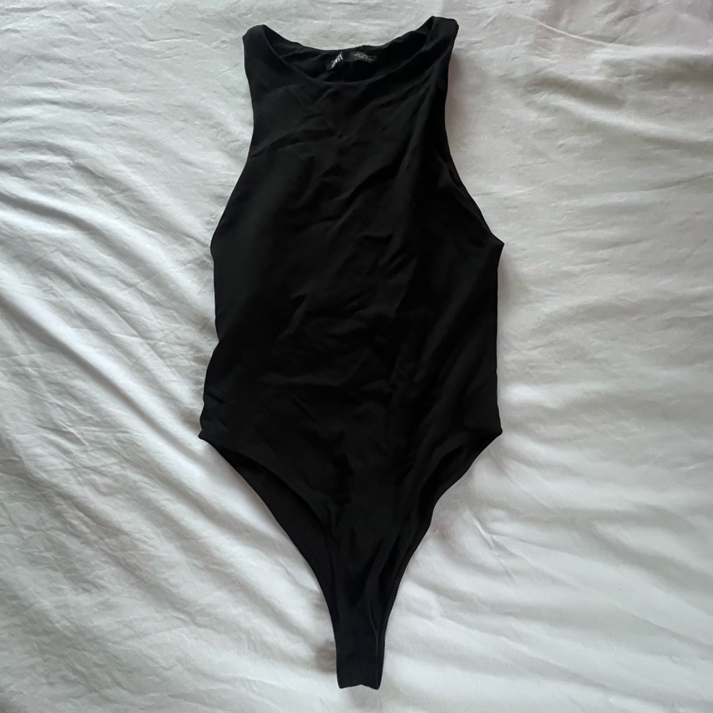 Zara Black Tank Bodysuit Small